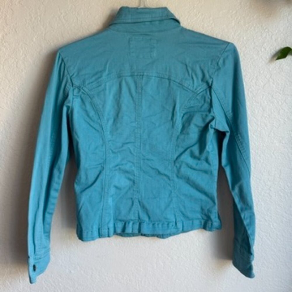 Live A Little Turquoise Denim Jacket – Women’s Small - Picture 3 of 4